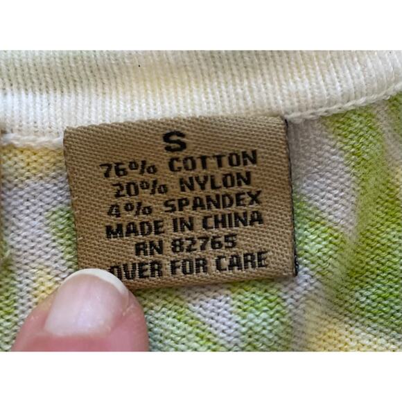 Peck & Peck Weekend Yellow Pink Floral Cotton Blend Crew Neck Cardigan, Size S - Picture 12 of 13